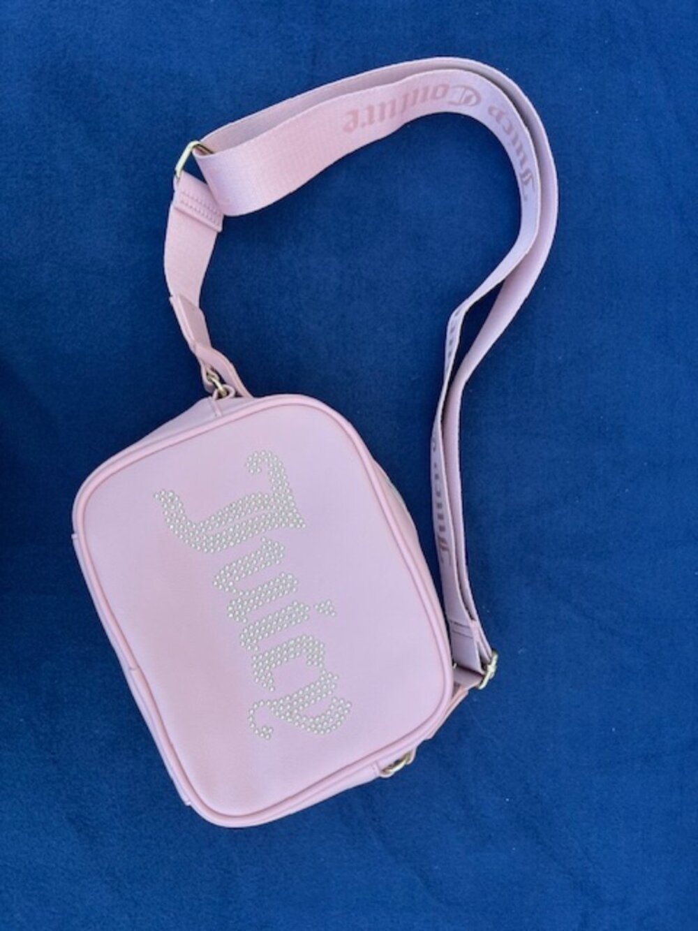 Juicy Couture ~ Cross Body Bag ~ Blush Pink ~ Silver Rhinestones Logo Accent